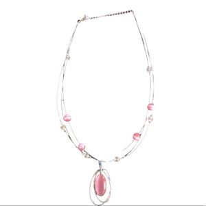 Pink and silver necklace.